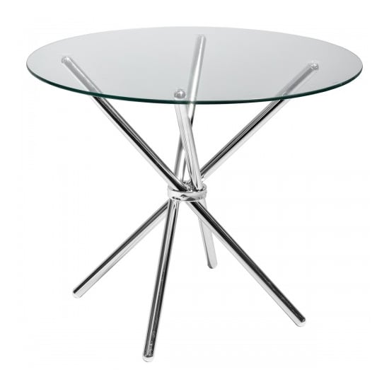 ROUND CLEAR GLASS DINING TABLE - CRISS CROSS