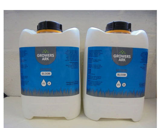 GROWERS ARK HYDRO BLOOM HARD WATER A&B NUTRIENT SET - 2-PART LIQUID PLANT FOOD