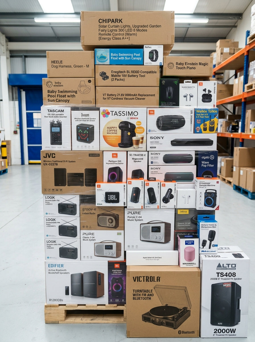 45+ APPLE, JBL, SONY & YAMAHA CUSTOMER RETURN AUDIO TECH LOT – SPEAKERS, RADIOS, AMPS & EARBUDS