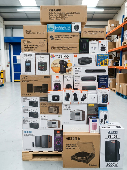 45+ APPLE, JBL, SONY & YAMAHA CUSTOMER RETURN AUDIO TECH LOT – SPEAKERS, RADIOS, AMPS & EARBUDS