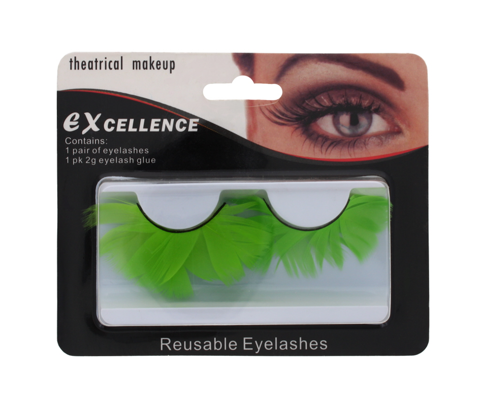 96 X GREEN FEATHER EYELASHES