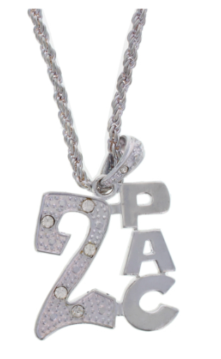 12 X XL 2PAC SILVER PENDANT NECKLACE