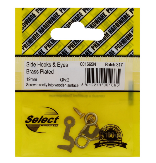 200 X 19MM SIDE HOOKS & EYES BRASS
