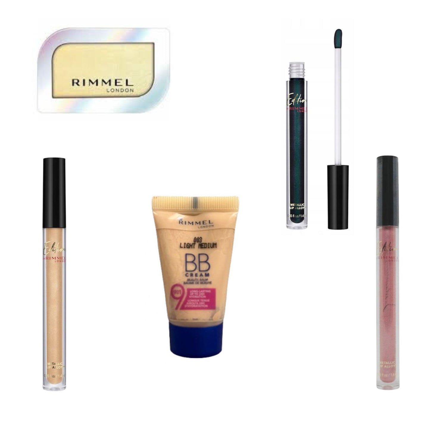RIMMEL MAKE UP BOX, 100 MIXED PRODUCTS, LIP GLOSS, EYE SHADOW AND BB CREAM