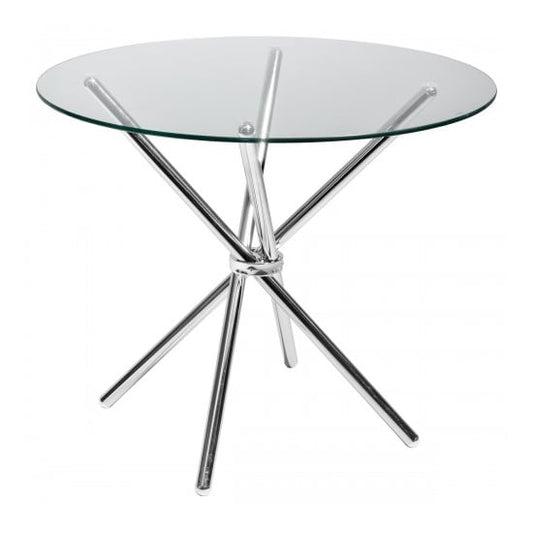 ROUND CLEAR GLASS DINING TABLE - CRISS CROSS