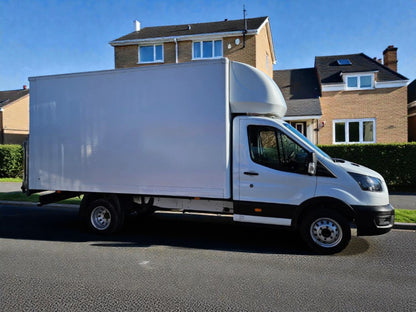 **(ONLY 94K MILEAGE)** 2023 FORD TRANSIT 350 LEADER ECOBLUE MANUAL DIESEL LWB CHASSIS CAB WHITE