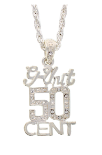 12 X 50 CENT SIGN SILVER PENDANT NECKLACE