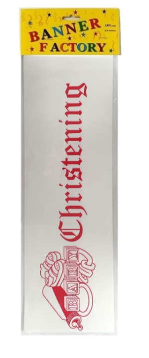 100 X BABY CHRISTENING BANNER WHITE & PINK