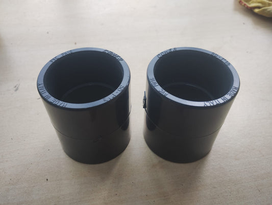COMER 1 ½" EQUAL COUPLER - PVC - GREY - JOBLOT OF 2 - NEW