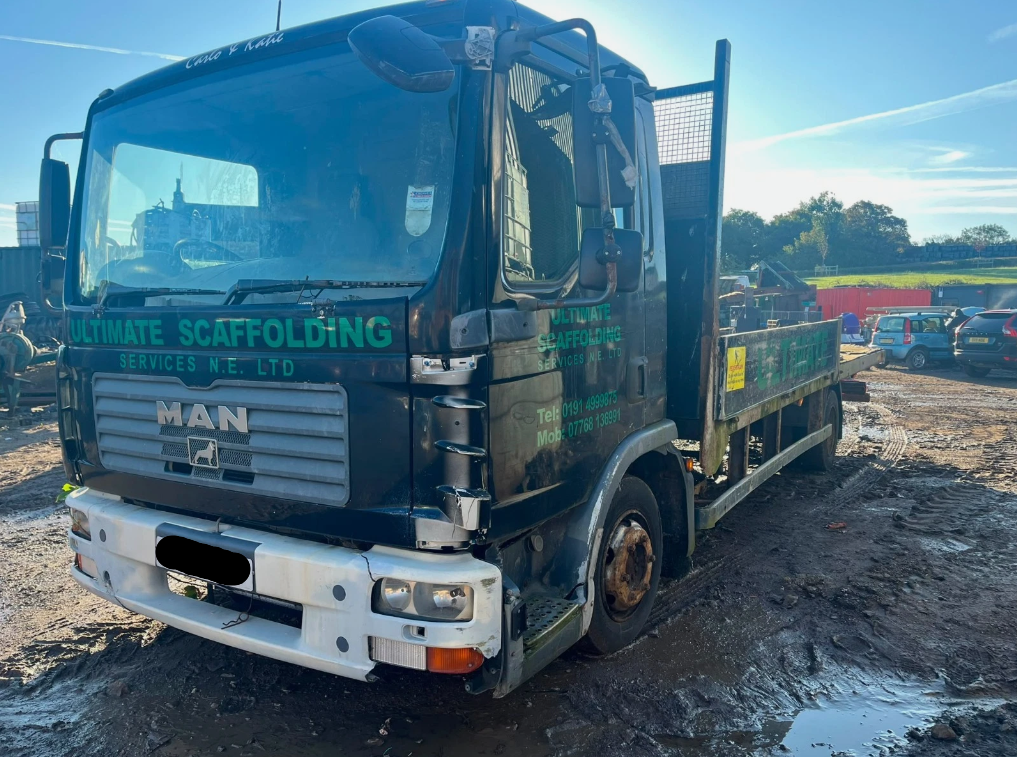 2008 MAN 7.5 TON FLATBED SCAFFOLDING DROPSIDE LORRY TRUCK – 3 SEATER