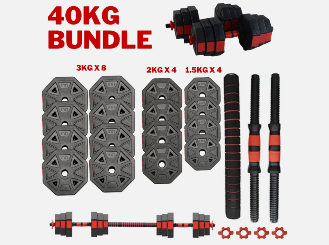 32X BRAND NEW OMEGA DUMBBELL/BARBELL SET 40KG
