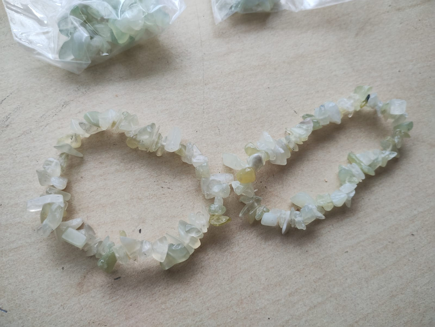AUSTRALIAN JADE CHRYSTAL CHIP BRACELETS - NEW IN ORIGINAL PACKAGING - JOBLOT OF 37