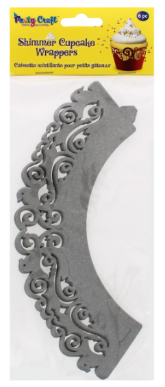 288 X PARTY CRAFT SHIMMER CUPCAKE DOVE-SILVER