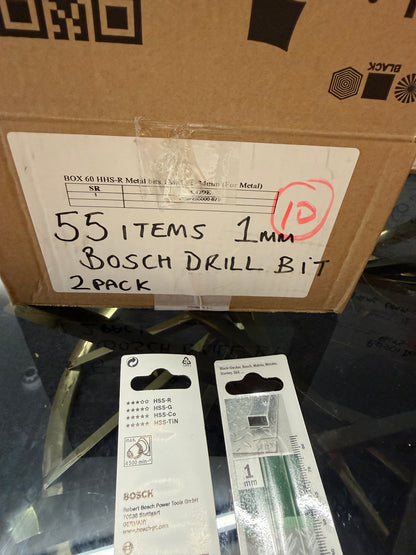 55 X GENUINE BOSCH 1MM DRILL BIT TWIN PACKS – BRAND NEW RETAIL PACKED – RRP OVER £260