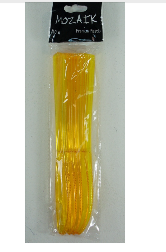 300 X TABLE KNIFE - YELLOW PLASTIC-10 PACK