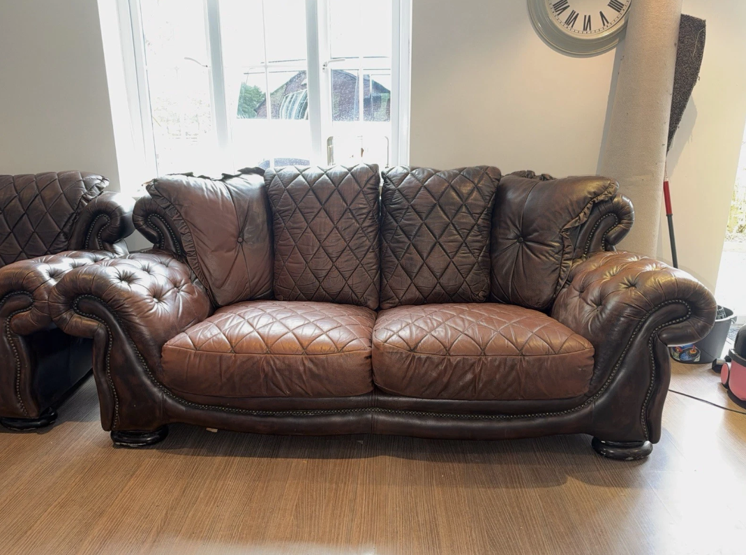 PENDRAGON ITALIAN LEATHER SOFA & ARMCHAIR SET