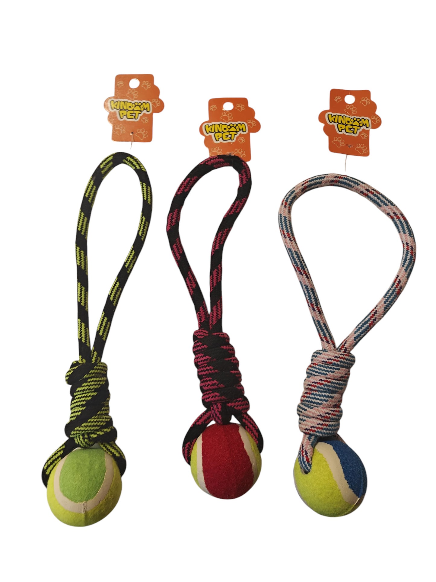 500 X DOG ROPE TUG TOY WITH BALL (MIXED COLOURS) 35CM, RRP £4,000