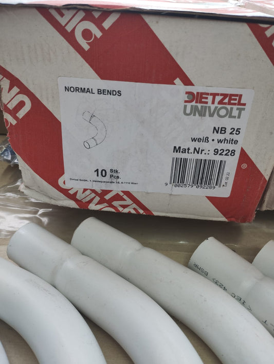UNIVOLT - NB25 25MM NORMAL BEND WHITE - JOBLOT OF 36 - NEW