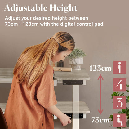 BRAND NEW ELECTRIC HEIGHT ADJUSTABLE SIT/ STAND DESK IN LIGHT WOOD X 16 PCS