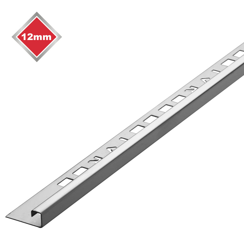 395 X 12MM G304 STAINLESS STEEL L SHAPE TRIM LENGTH 2.44M