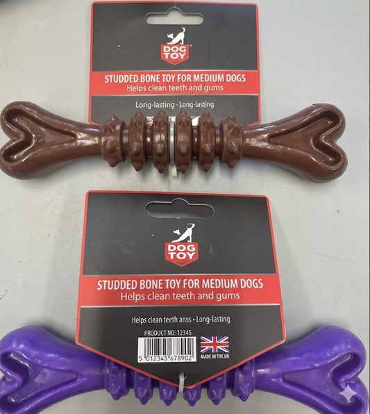 240 X NEW STUDDED BONE DOG TOY 2 ASSORTED
