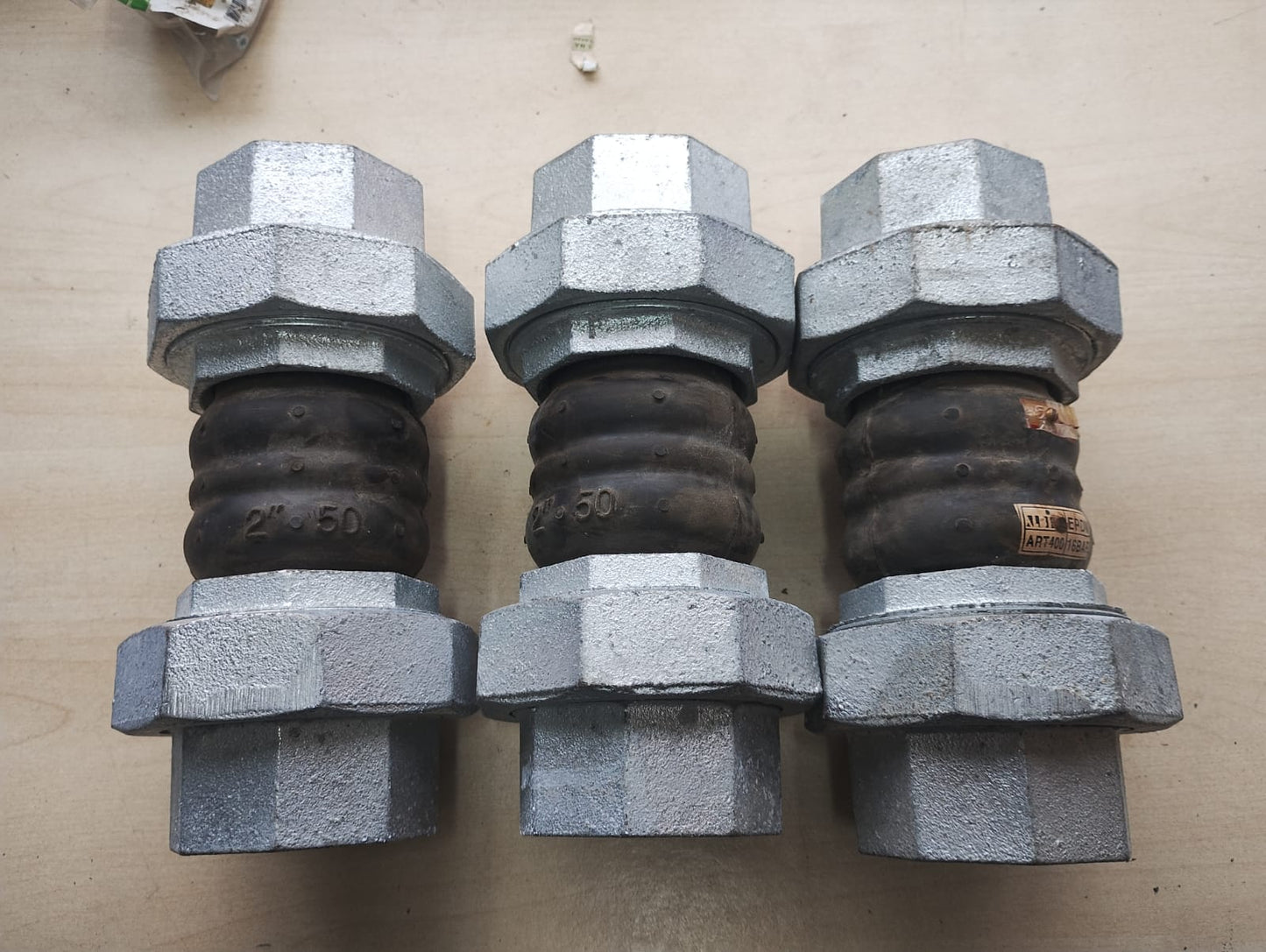 TECOFI RUBBER EXPANSION JOINT D17150/BSPT 2" 50MM EPDM 16 BAR- NEW - JOBLOT OF 3