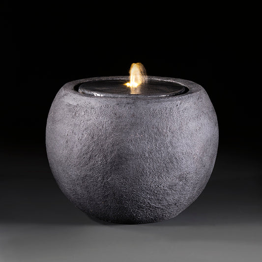 LED ROUND WATER FEATURE - 32.5CM - STONE EFFECT