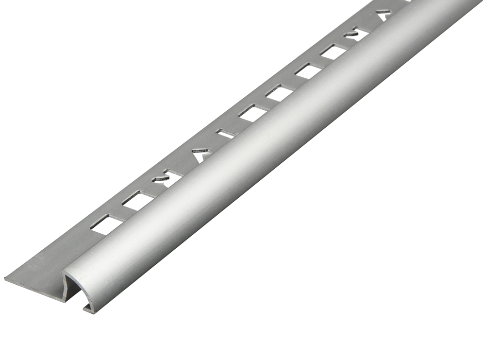 400 X 8MM MATT SILVER ROUND TILE TRIM LENGTH 2.44M