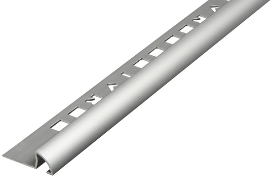 400 X 8MM MATT SILVER ROUND TILE TRIM LENGTH 2.44M