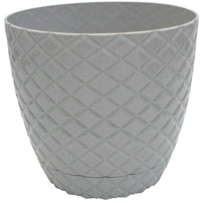 184X NEW YAKAMOZ KRS204 - DIAMOND CUT ROUND PLANT POT NO.04 - 23 X20CM - GREY