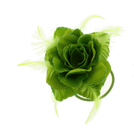 36 X GREEN FLOWER HAIR BAND PONYTAIL