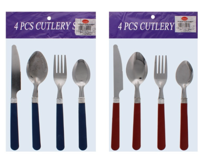 120 X 4PC PLASTIC CUTLERY SET-ASSTD