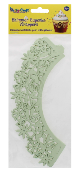 288 X PARTY CRAFT SHIMMER CUPCAKE DAISY VINE MINT