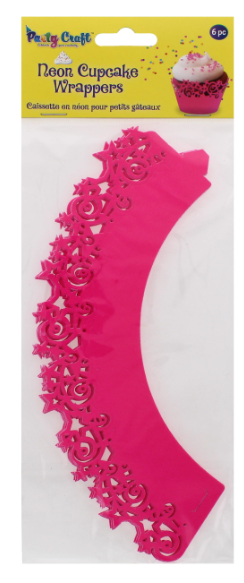 288 X PARTY CRAFT NEON CUPCAKE CELEBRATE PINK (288)