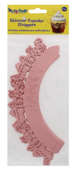 288 X PARTY CRAFT SHIMMER CUPCAKE BABY GIRL PINK