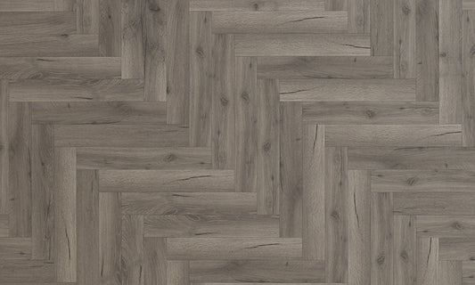 48 PACKS (123.36M²) PREMIUM 8MM DARK GREY OAK HERRINGBONE LAMINATE FLOORING UNICLIC®