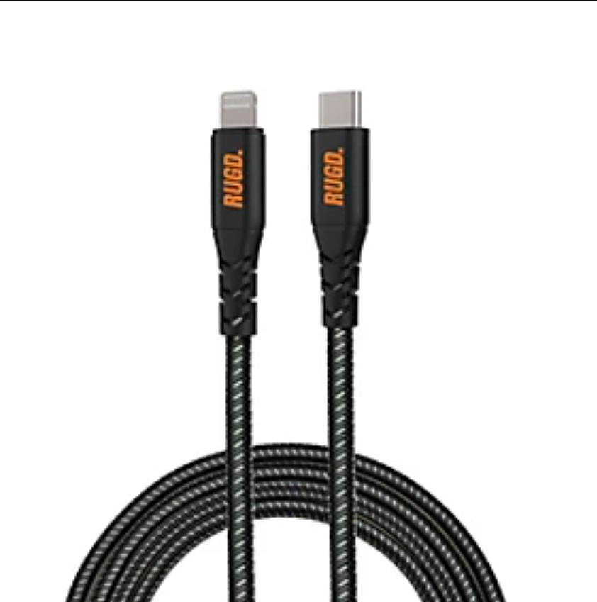 113 X BRAND NEW RUGD. RHINO POWER CABLE 1 - BULK USB-C-MFI, 3A, 60W PD