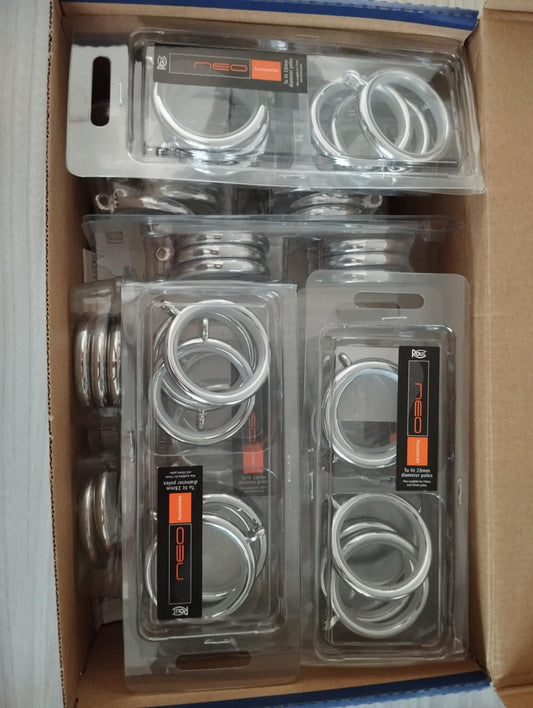 12 X 6 NEO RINGS CHROME 28MM - RRP £6 PU