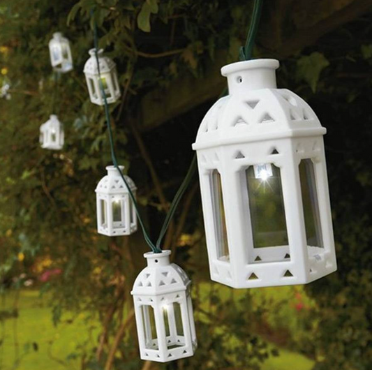 36 X 10 LED SOLAR MOROCCAN LANTERNS WHITE BOX RY