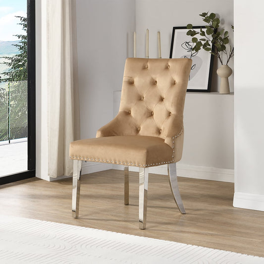 VELVET BUTTON BACK DINING CHAIR - IMPERIAL