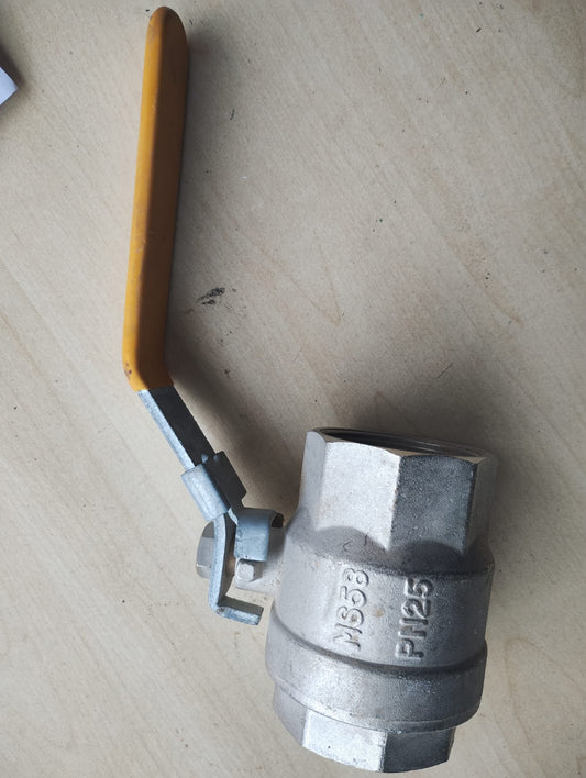 2" BRASS BSPT BALL VALVE - YELLOW LEVER HANDLE - LOCKABLE - MS58 - NEW NO BOX