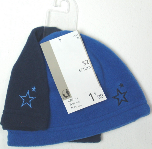 192 X 2PK BABY FLEECE HAT-BLUE-S2