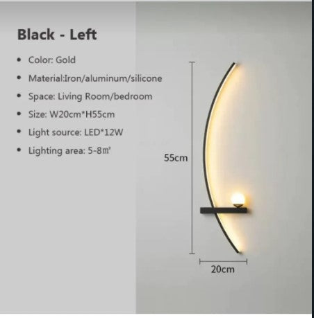 3X MODERN LED GOLD/BLACK WALL SCONCES, LEFT/RIGHT, NEW.