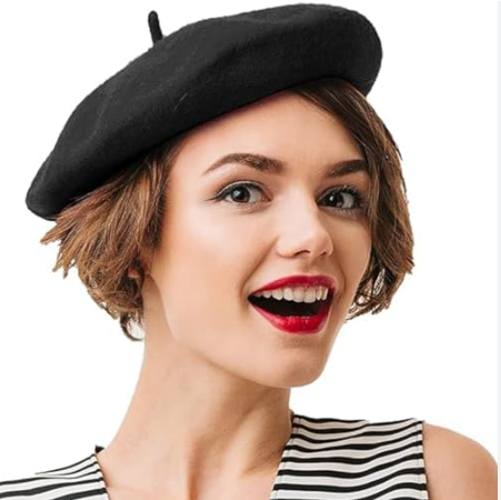 40 X BLACK WOOL BERET HAT SIZE 61