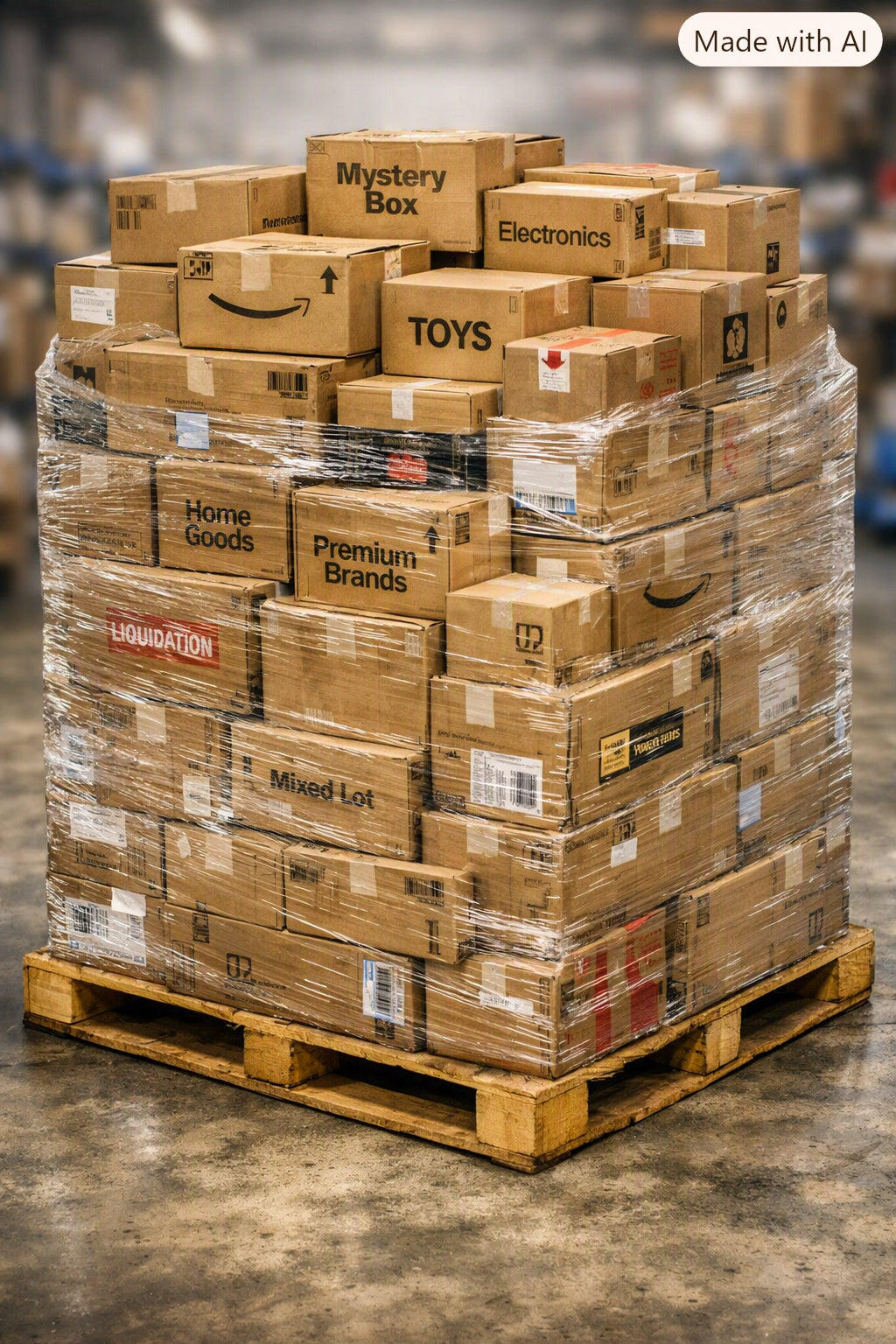 PALLET OF MAJOR ONLINE RETAILER MERCHANDISE – NEW & RETURNS – RANDOMLY CHOSEN
