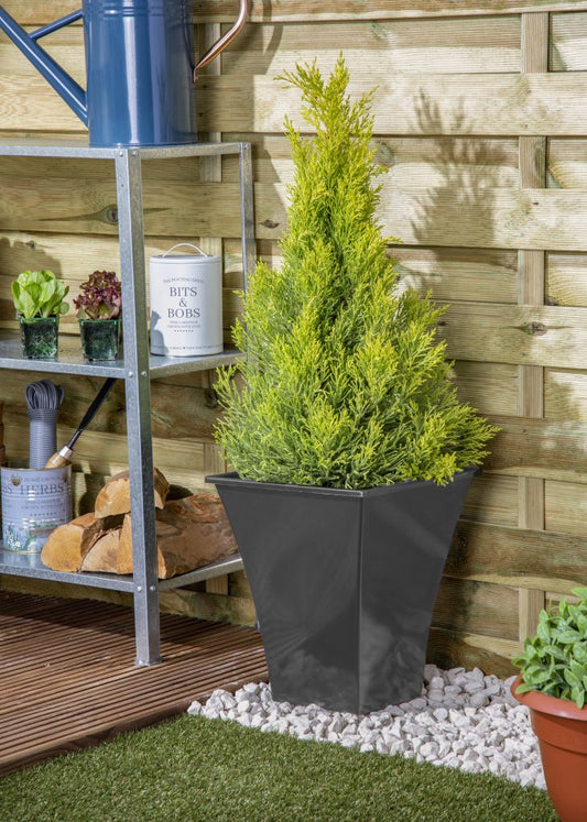 1378 X NEW SQUARE METALLICA RANGE PLANTER - BLACK 28CM DIMENSIONS: 28.00 X 28.00 X 31.50 CM