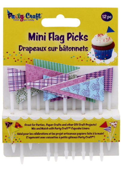 240 X PARTY CRAFT MINI FLAG PICKS PRETTY PATTERNS