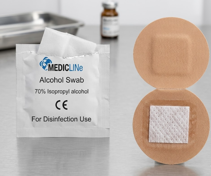 500 X BRAND NEW NEEDLE PACK KIT X 100 1 X ALCOHOL SWAB, 1 X SPOT PLASTERS EXPIRES: 01/09/2025"