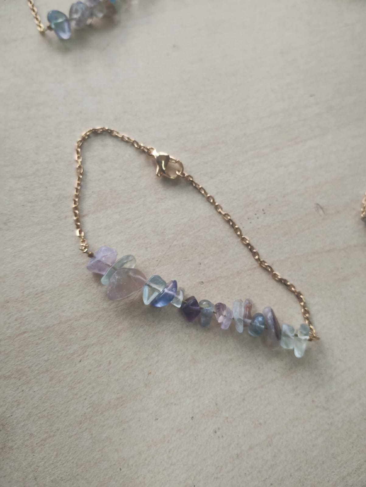FLUORITE CRYSTAL CHIP SS GOLD BRACELET JOB LOT OF 15 - BRAND NEW