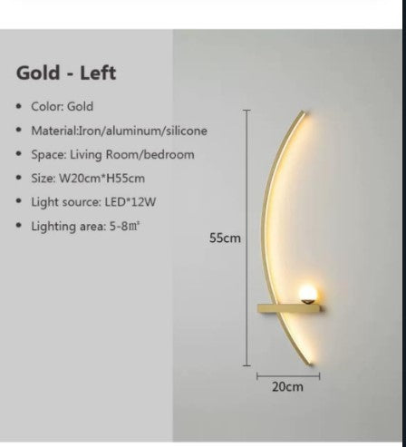 MODERN LED GOLD WALL SCONCES, LEFT& RIGHT SET -2PSC - JOBLOT OF 3 SETS